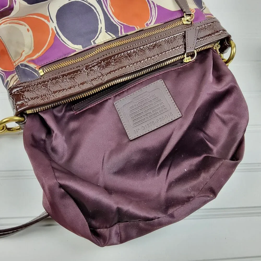 Coach Ashley F20016 Hand Drawn Scarf Print Shoulder Handbag Purse Crossbody